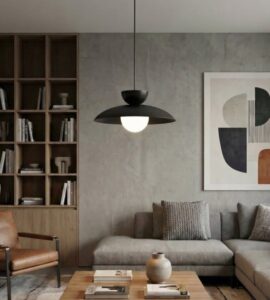 Czarna lampa wisząca nad stolik Mulan - kopułowy klosz