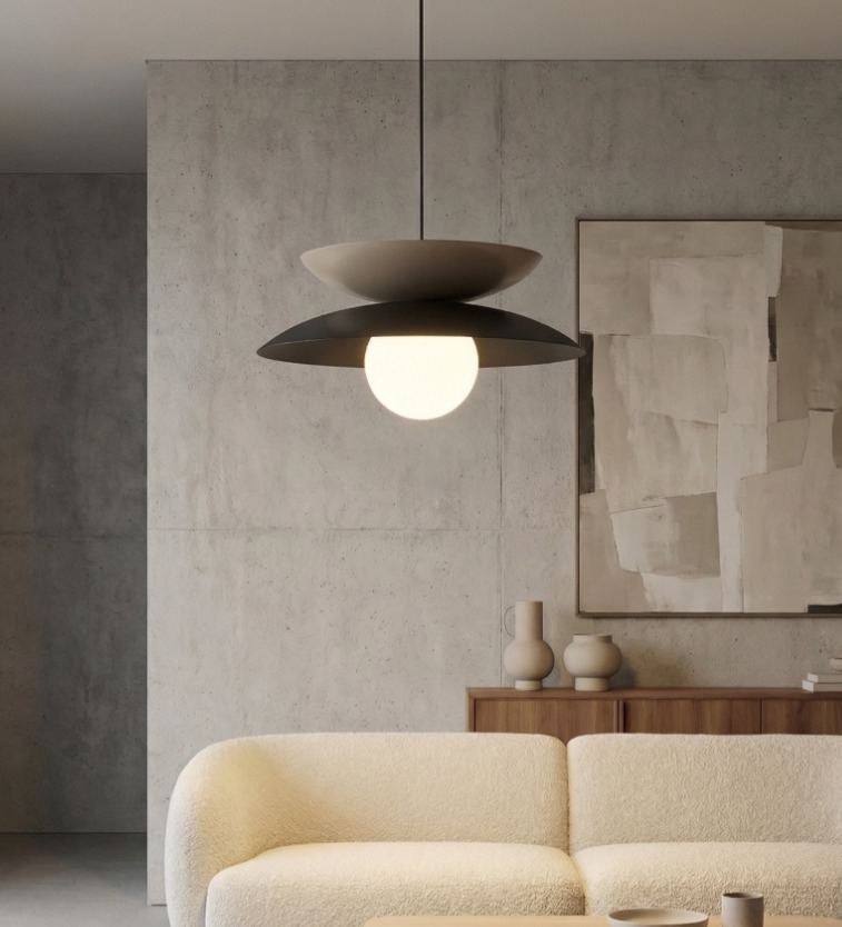 Czarno-beżowa lampa wisząca Nagoya - styl japandi