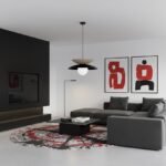 Czarno-beżowa lampa wisząca nad stolik do salonu Nagoya - warstwowa