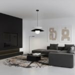 Czarno-biała lampa wisząca Nagoya - japońska - metalowe dyski i klosz kula