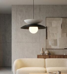 Czarno-biała lampa wisząca nad stół Nagoya - styl japandi