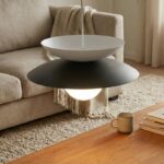 Czarno-biała lampa wisząca nad stół Nagoya - styl japandi