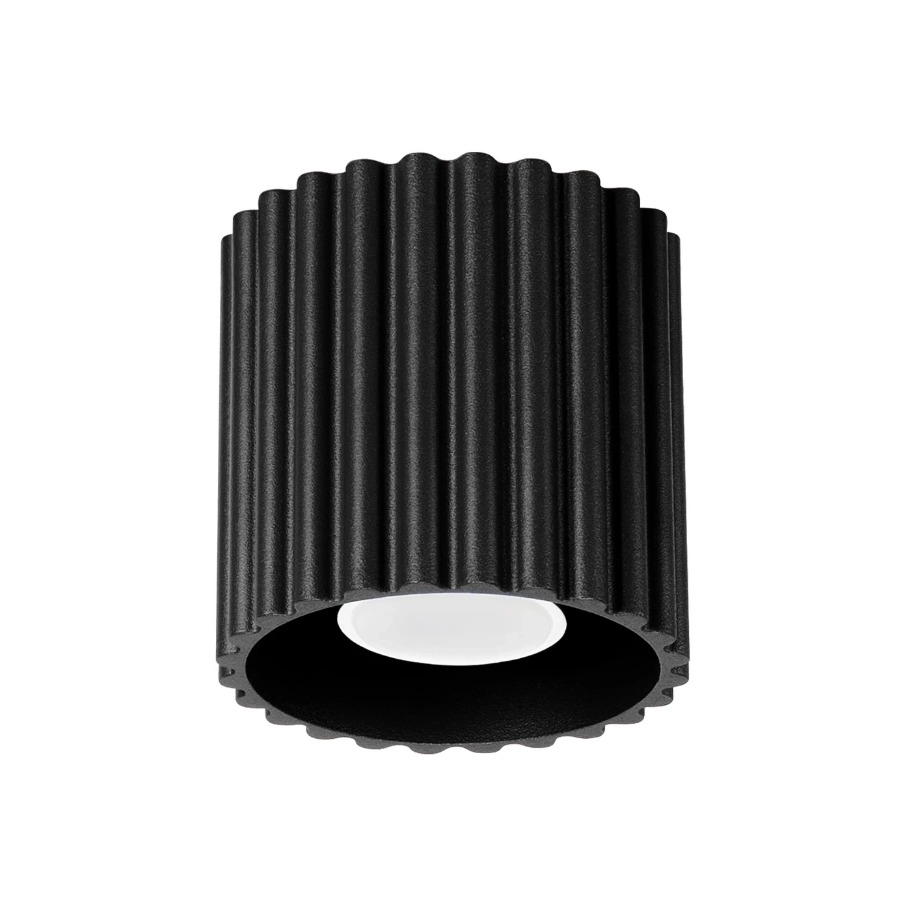 Czarny spot sufitowy do kuchni Aura Maxi - ryflowany