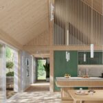 Długa lampa sufitowa Karbon 6L biała - 6 ruchomych ryflowanych tub - w spokojnym wnętrzu