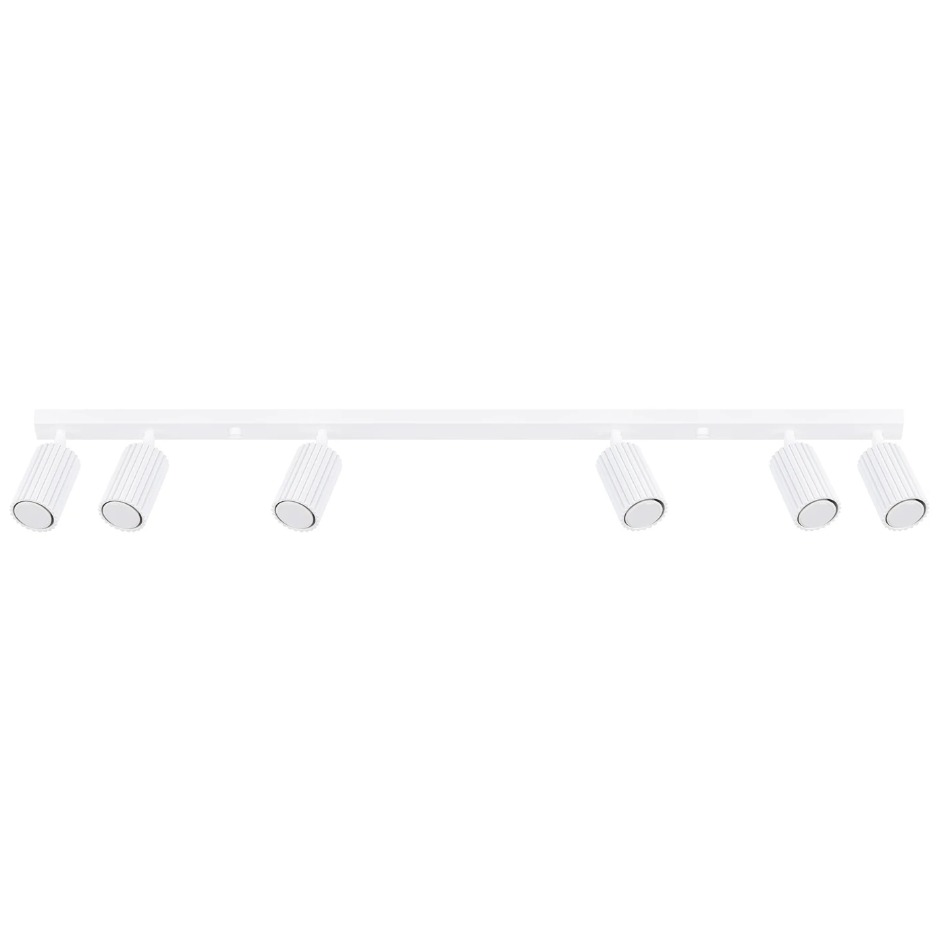 Długa lampa sufitowa Karbon 6L biała - 6 ruchomych tub