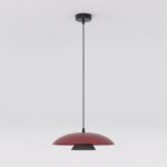 Dwukolorowa lampa wisząca nad wyspę Babel - bordowo-czarny warstwowy klosz