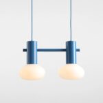 Dwupunktowa niebieska lampa wisząca Flo 2 Sky - owalne klosze