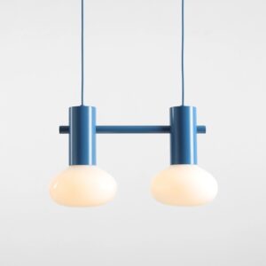 Dwupunktowa niebieska lampa wisząca Flo 2 Sky - owalne klosze