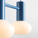 Dwupunktowa niebieska lampa wisząca nad blat Flo 2 Sky - owalne szklane klosze