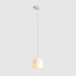 Elegancka lampa wisząca nad stół Flask Cotton 18 - opalowy klosz - krem i beż