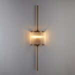 Elegancki kinkiet łazienkowy Sergio 2 złoty - klosz z pionowych kryształków