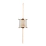 Elegancki podłużny kinkiet do lustra Sergio 2 złoty 90 cm - klosz z kryształków