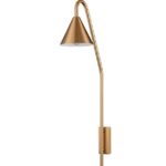 Elegancki złoty kinkiet Primo - klosz stożek - do nowoczesnej sypialni