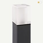 Grafitowy słupek ogrodowy do oświetlania ścieżek Arendal mini 64 cm - Norlys - stal i szkło