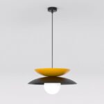 Metalowa lampa wisząca do salonu Nagoya - czarno-pomarańczowa - klosz kula