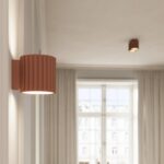 Jasnobrązowa lampa sufitowa Aura 2 Maxi mokka - 2 ryflowane klosze tuby