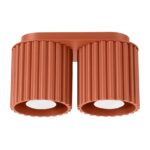 Lampa sufitowa Aura 2 Maxi ochra czerwona - 2 ryflowane tuby
