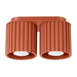 Lampa sufitowa Aura 2 Maxi ochra czerwona - 2 ryflowane tuby