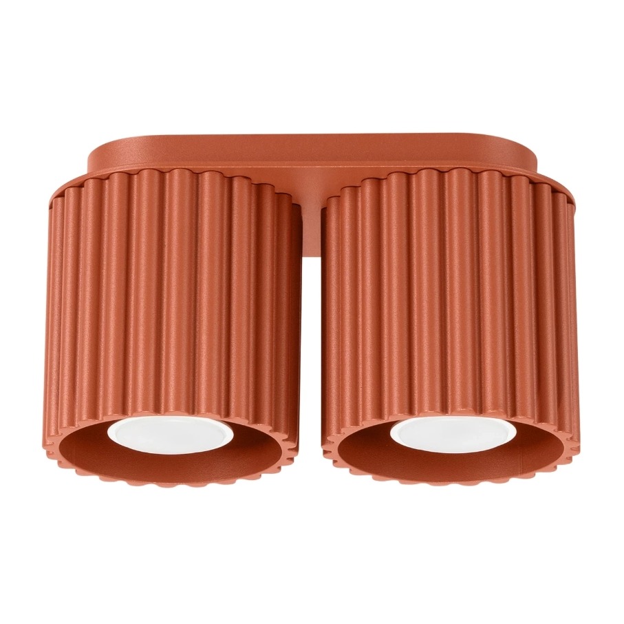 Lampa sufitowa Aura 2 Maxi ochra czerwona - 2 ryflowane tuby