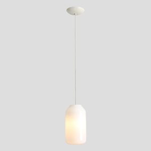 Beżowa lampa wisząca Flask Cotton 19 - długi mleczny klosz