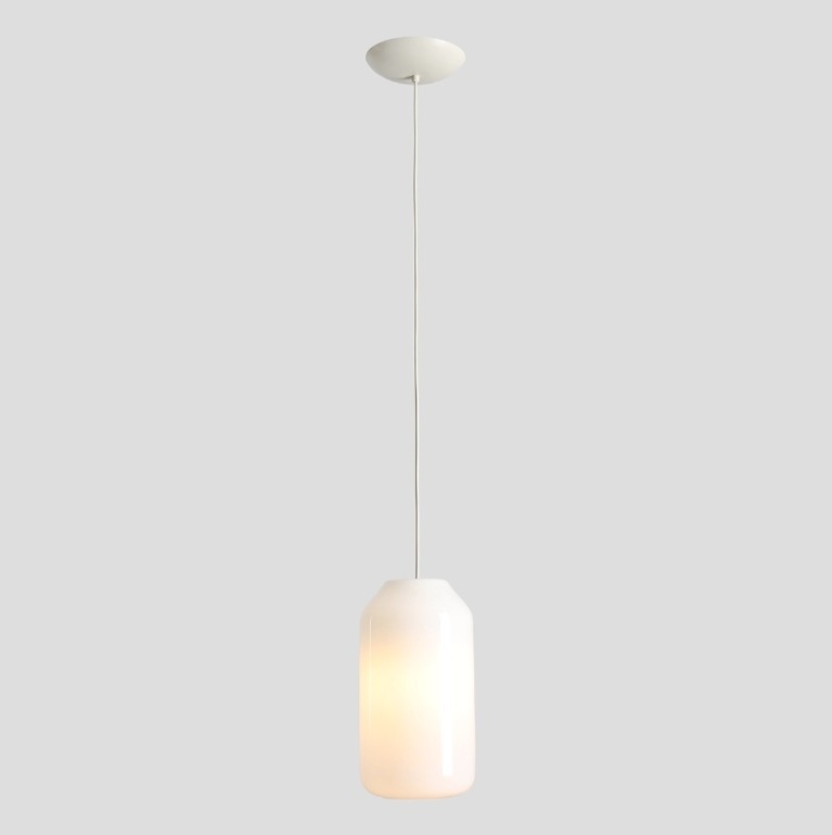 Lampa wisząca Flask Cotton 19 beż - długi mleczny klosz