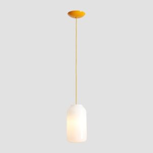 Lampa wisząca Flask Mimosa 19 żółta - smukły opalowy klosz