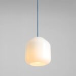 Lampa wisząca Flask Sapphire 18 niebieska - mleczny szklany klosz - Aldex