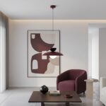 Lampa wisząca do eleganckiego salonu Mulan - metalowy kopułowy klosz ze szklana kulą