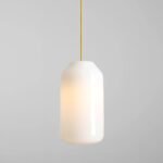 Lampa wisząca do kuchni Flask Mimosa 19 żółta - podłużny opalowy klosz - Aldex