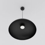 Lampa wisząca do kuchni Mega - czarno-pomarańczowa - metalowy klosz w kształcie kopuły
