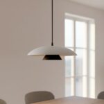 Lampa wisząca do nowoczesnej kuchni Babel - biało-czarny klosz - Emibig