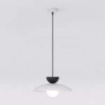 Lampa wisząca do salonu Mulan - szaro-czarny metalowy klosz w kształcie kopuły i kula