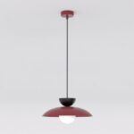 Lampa wisząca do sypialni Mulan - metalowy czarno-burgundowy klosz i szklana kula