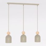 Lampa wisząca na listwie nad blat Mesi 3 beżowa z drewnem - 3-punktowa