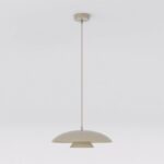 Lampa wisząca nad stół Babel - beżowy warstwowy klosz - nowoczesna forma