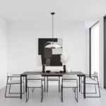 Lampa wisząca nad stół Babel - biało-czarny klosz - do minimalistycznej jadalni