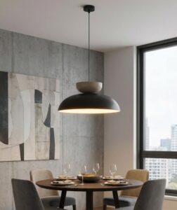 Lampa wisząca nad stół Mega - czarno-beżowa kopuła