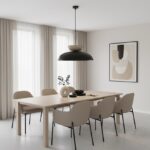 Lampa wisząca nad stół Mega - metalowa z czarno-beżowym kloszem