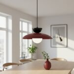 Lampa wisząca nad stół do jadalni Mulan burgund - kopułowy metalowy klosz i kula