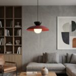 Lampa wisząca nad stolik kawowy Mulan - metalowa - dwokolorowy klosz w kształcie kopuły