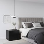 Lampa wisząca nad szafkę nocną Babel - biało-czarny warstwowy klosz - nowoczesna