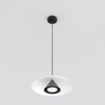 Lampa wisząca nad wyspę Babel - biało-czarny warstowy klosz - retro