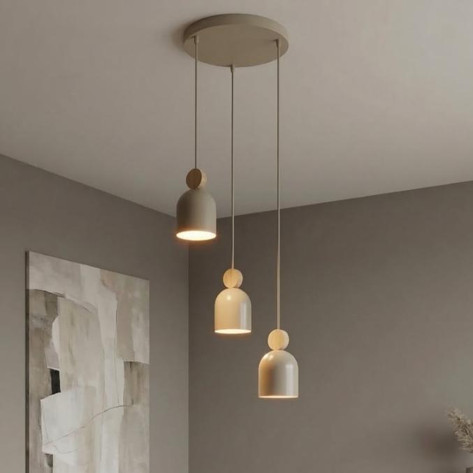 Lampa wisząca nad wyspę Mesi 3 Premium beż - 3 klosze