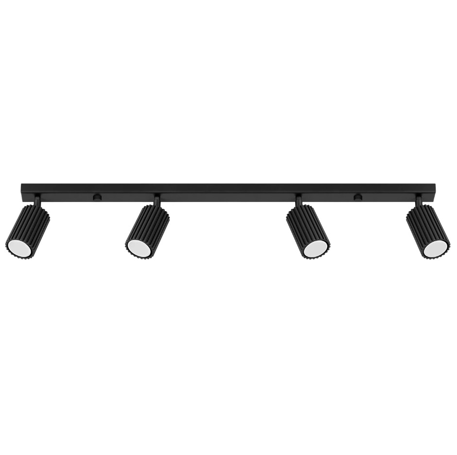 Listwa sufitowa do nowoczesnego salonu Karbon 4L - czarne ruchome tuby - w stylu loft