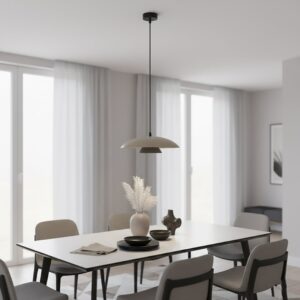 Metalowa lampa wisząca Babel - beżowo-czarny klosz