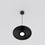 Metalowa lampa wisząca Babel czarna - warstwowy klosz - nad stół do jadalni w stylu retro