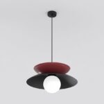 Metalowa lampa wisząca do salonu Nagoya - czarno-burgundowa - estetyka Zen