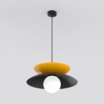 Metalowa lampa wisząca do salonu Nagoya - czarno-pomarańczowa - klosz kula