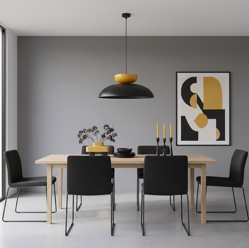 Metalowa lampa wisząca nad stół Mega - czarno-pomarańczowa