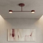Minimalistyczna lampa sufitowa Halo 2 burgund - 2 okrągłe klosze